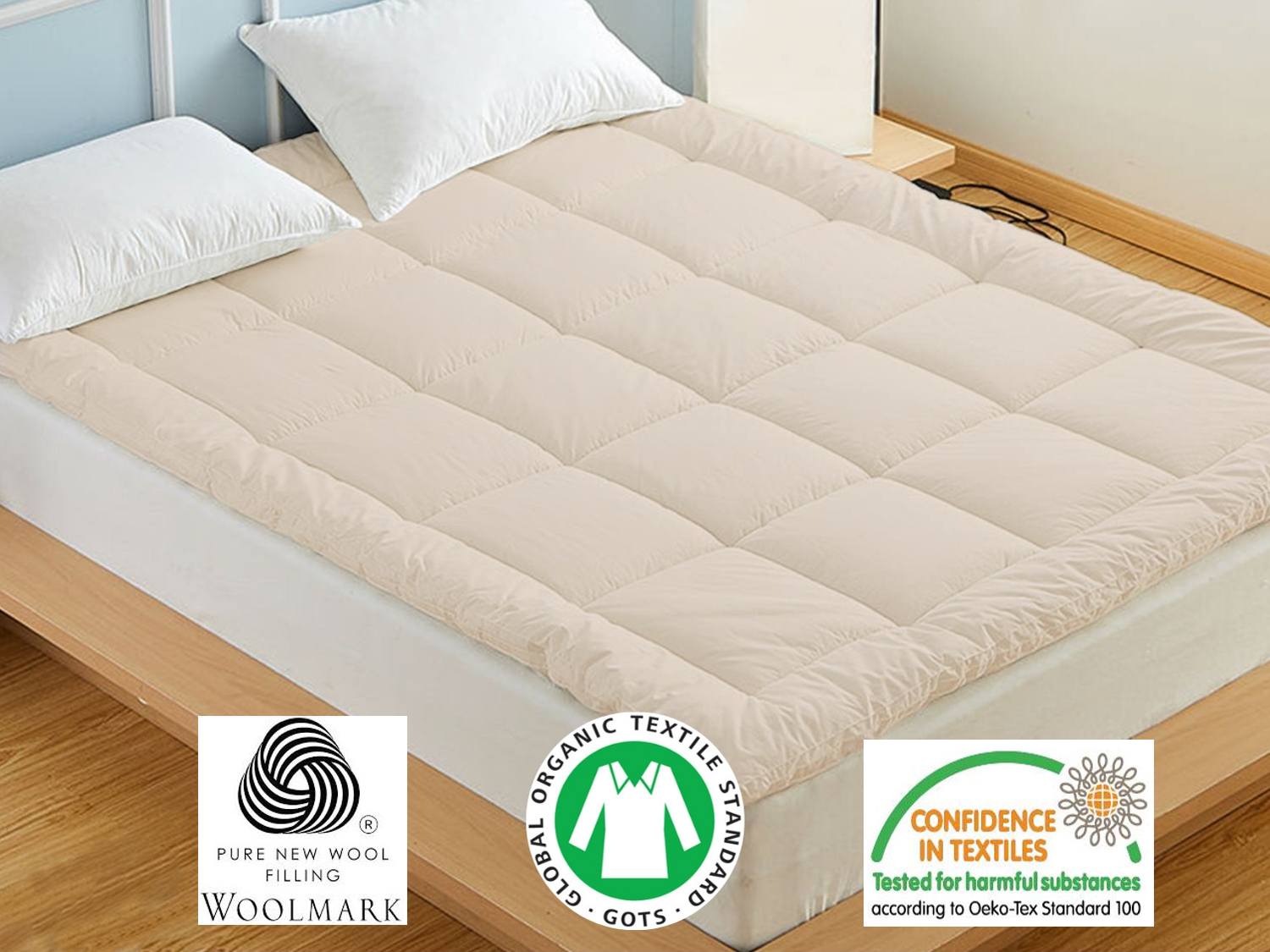 organic wool filled fitted mattress pad